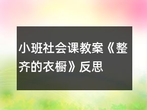 小班社會課教案《整齊的衣櫥》反思