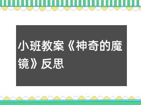 小班教案《神奇的魔鏡》反思