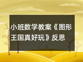 小班數(shù)學(xué)教案《圖形王國真好玩》反思