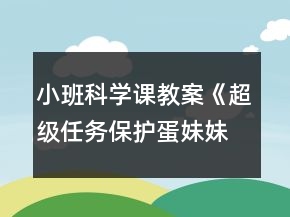 小班科學(xué)課教案《超級(jí)任務(wù)保護(hù)蛋妹妹》反思