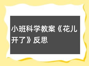小班科學(xué)教案《花兒開(kāi)了》反思