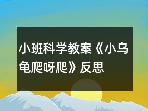 小班科學(xué)教案《小烏龜爬呀爬》反思