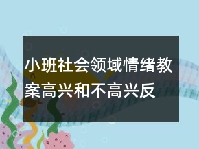 小班社會(huì)領(lǐng)域情緒教案：高興和不高興反思