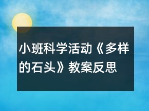 小班科學(xué)活動(dòng)《多樣的石頭》教案反思