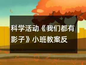 科學(xué)活動《我們都有影子》小班教案反思