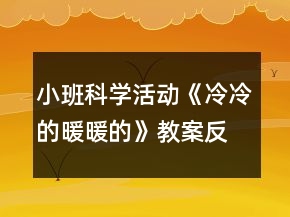 小班科學活動《冷冷的暖暖的》教案反思