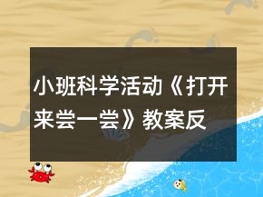 小班科學(xué)活動(dòng)《打開來嘗一嘗》教案反思