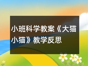 小班科學(xué)教案《大貓小貓》教學(xué)反思