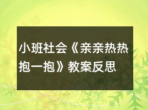 小班社會《親親熱熱抱一抱》教案反思