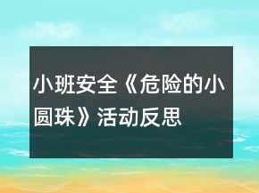小班安全《危險的小圓珠》活動反思