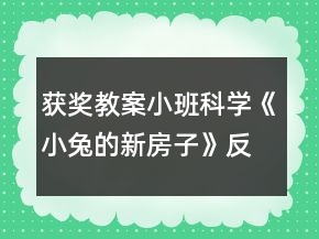 獲獎教案小班科學(xué)《小兔的新房子》反思
