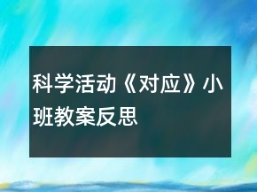 科學活動《對應(yīng)》小班教案反思
