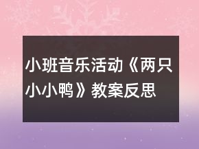 小班音樂活動(dòng)《兩只小小鴨》教案反思