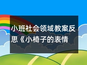 小班社會領域教案反思《小椅子的表情》