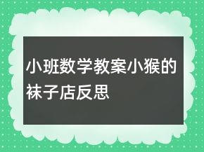 小班數(shù)學教案：小猴的襪子店反思