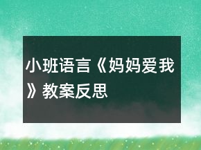 小班語言《媽媽愛我》教案反思
