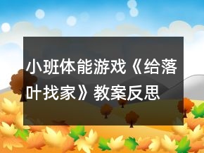 小班體能游戲《給落葉找家》教案反思