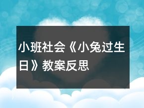 小班社會(huì)《小兔過(guò)生日》教案反思