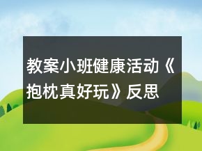 教案小班健康活動《抱枕真好玩》反思