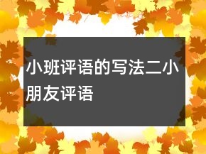 小班評語的寫法二小朋友評語