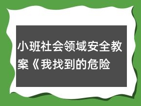小班社會領(lǐng)域安全教案《我找到的危險》反思