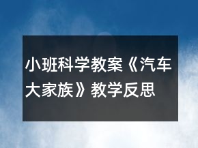 小班科學(xué)教案《汽車(chē)大家族》教學(xué)反思