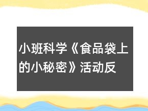 小班科學(xué)《食品袋上的小秘密》活動反思