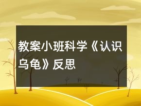 教案小班科學(xué)《認(rèn)識(shí)烏龜》反思