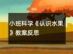 小班科學《認識水果》教案反思