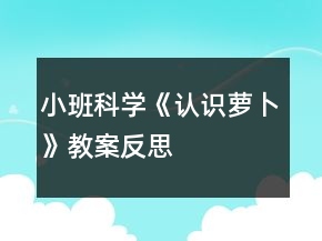 小班科學(xué)《認(rèn)識(shí)蘿卜》教案反思