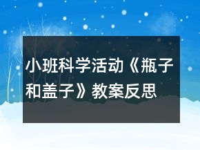 小班科學活動《瓶子和蓋子》教案反思