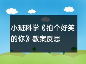 小班科學(xué)《拍個(gè)好笑的你》教案反思