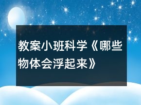 教案小班科學《哪些物體會浮起來》