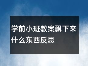 學前小班教案：飄下來什么東西反思