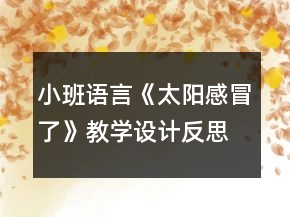 小班語言《太陽感冒了》教學(xué)設(shè)計反思