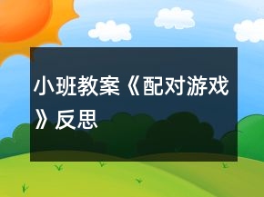 小班教案《配對游戲》反思