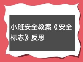小班安全教案《安全標(biāo)志》反思