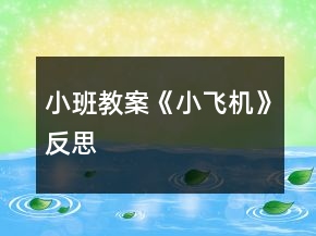 小班教案《小飛機》反思