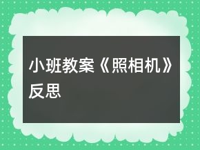小班教案《照相機》反思