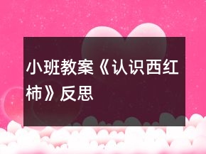小班教案《認識西紅柿》反思