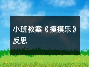 小班教案《摸摸樂》反思