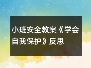 小班安全教案《學(xué)會自我保護(hù)》反思