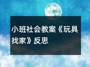 小班社會教案《玩具找家》反思