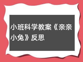 小班科學教案《親親小兔》反思