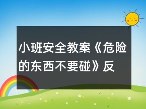 小班安全教案《危險(xiǎn)的東西不要碰》反思