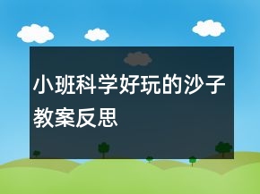 小班科學好玩的沙子教案反思