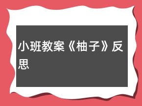 小班教案《柚子》反思
