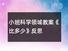 小班科學(xué)領(lǐng)域教案《比多少》反思