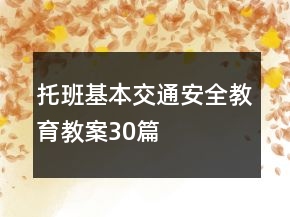 托班基本交通安全教育教案30篇