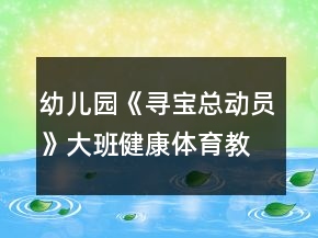 幼兒園《尋寶總動員》大班健康體育教案反思